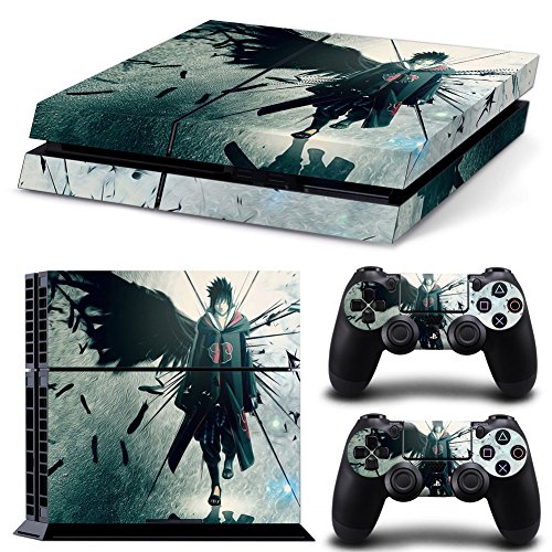 CAN Ps4 Console Designer Protective Vinyl Skin Decal Cover for Sony Playstation 4 & Remote Dualshock 4 Wireless Controller Stickers - Uchiha Sasuke NARUTO