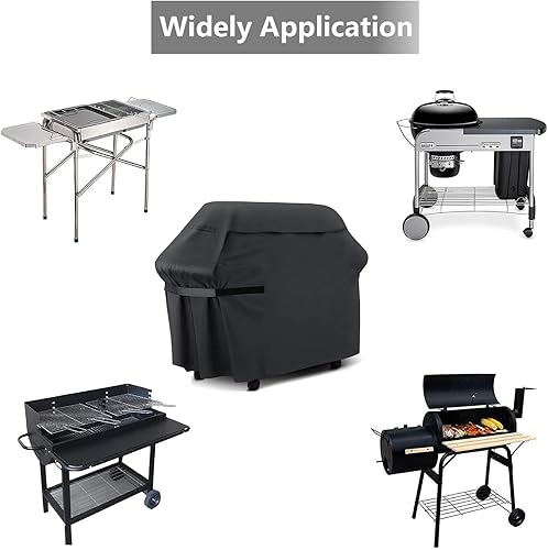 Miniatura 5 de Funda para parrilla de 57 pulgadas, funda impermeable para horno de barbacoa al aire libre con cable ajustable, velcro, funda duradera para parrilla