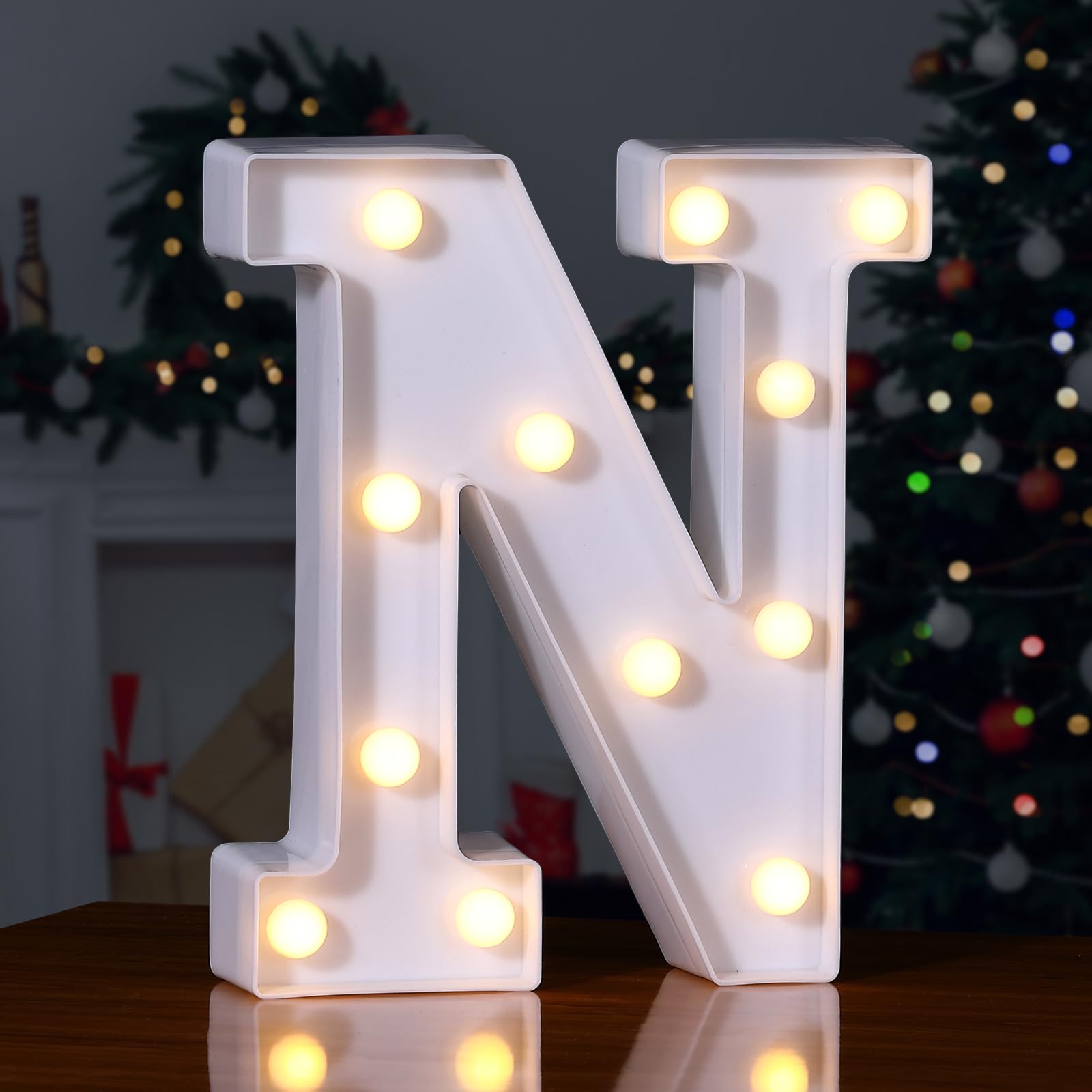 Foaky LED Letter Lights Sign 26 Alphabet Light Up Letters Sign for Night Light Wedding Birthday Party Battery Powered Christmas Lamp Home Bar Decoration (N) โ image 1