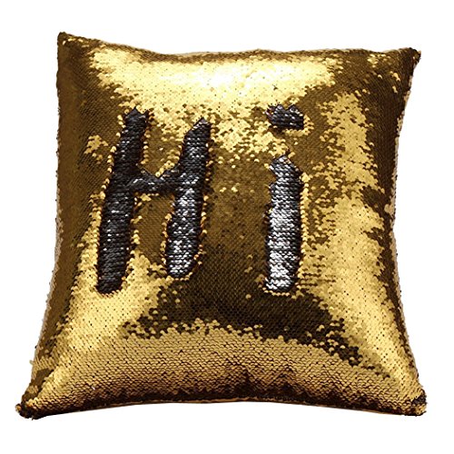 Fundas de cojín bicolores, de SNUG STAR, con lentejuelas reversibles, de forma cuadrada (40,6 x 40,6 cm)