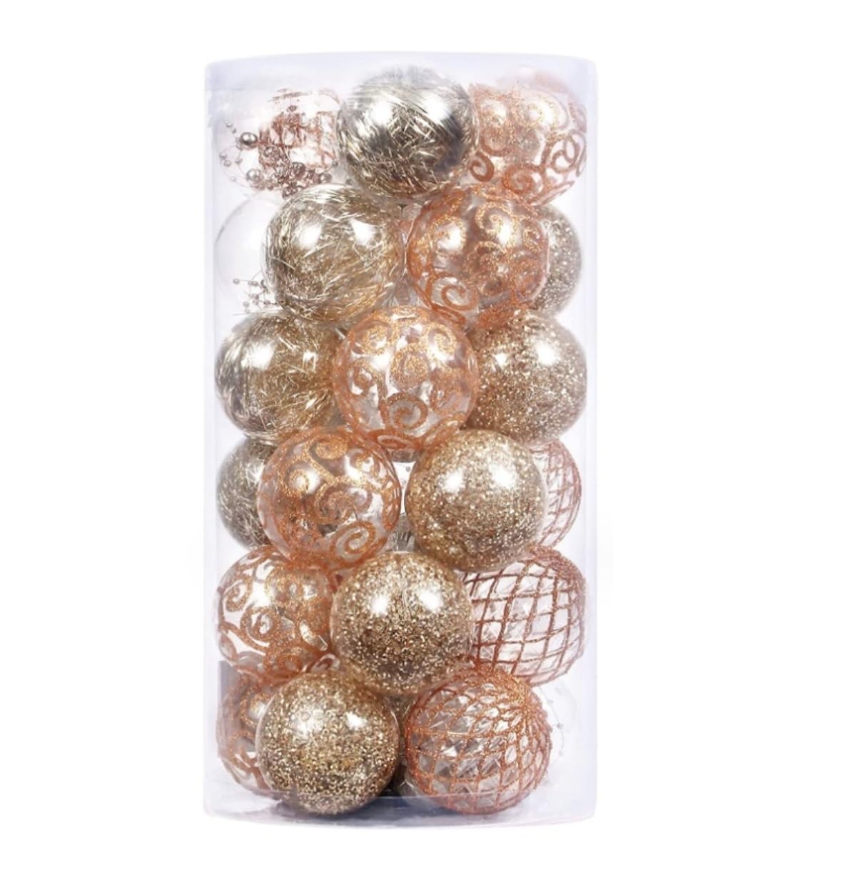 Weihnachtskugeln für den Baum, Weihnachtskugel-Ornamente, 30-teiliges Christbaumschmuck-Set, bruchsicher, durchsichtige Kunststoff-Kugeldekoration, Ornamente für Weihnachten, Urlaub, Party, Dekorati