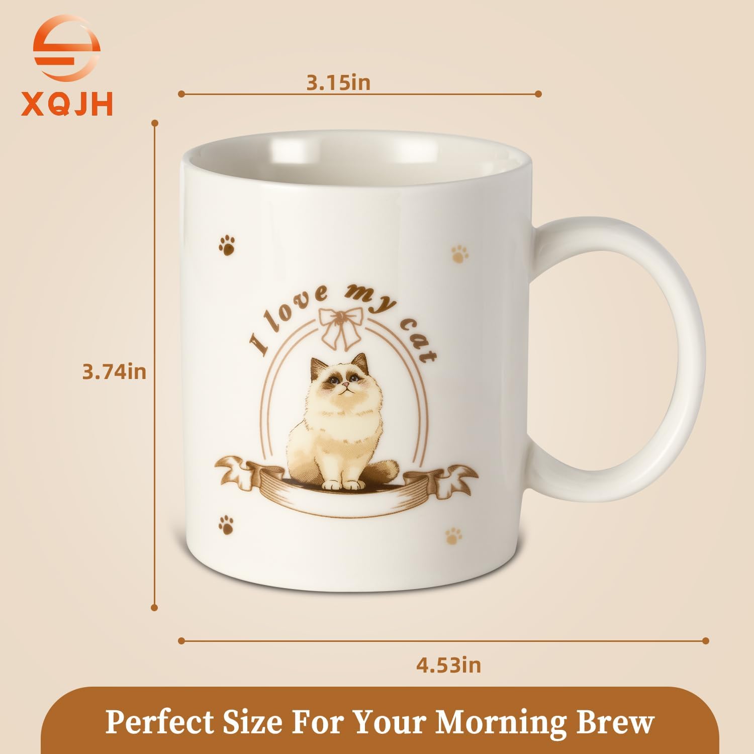 12Oz Cute Ragdoll Cat White Ceramic Mug, Mug for Daily Coffee and Tea, Lead-free Microwave and Dishwasher Safe Coffee Mug, Perfect gifts for Cat Lovers - Image 2