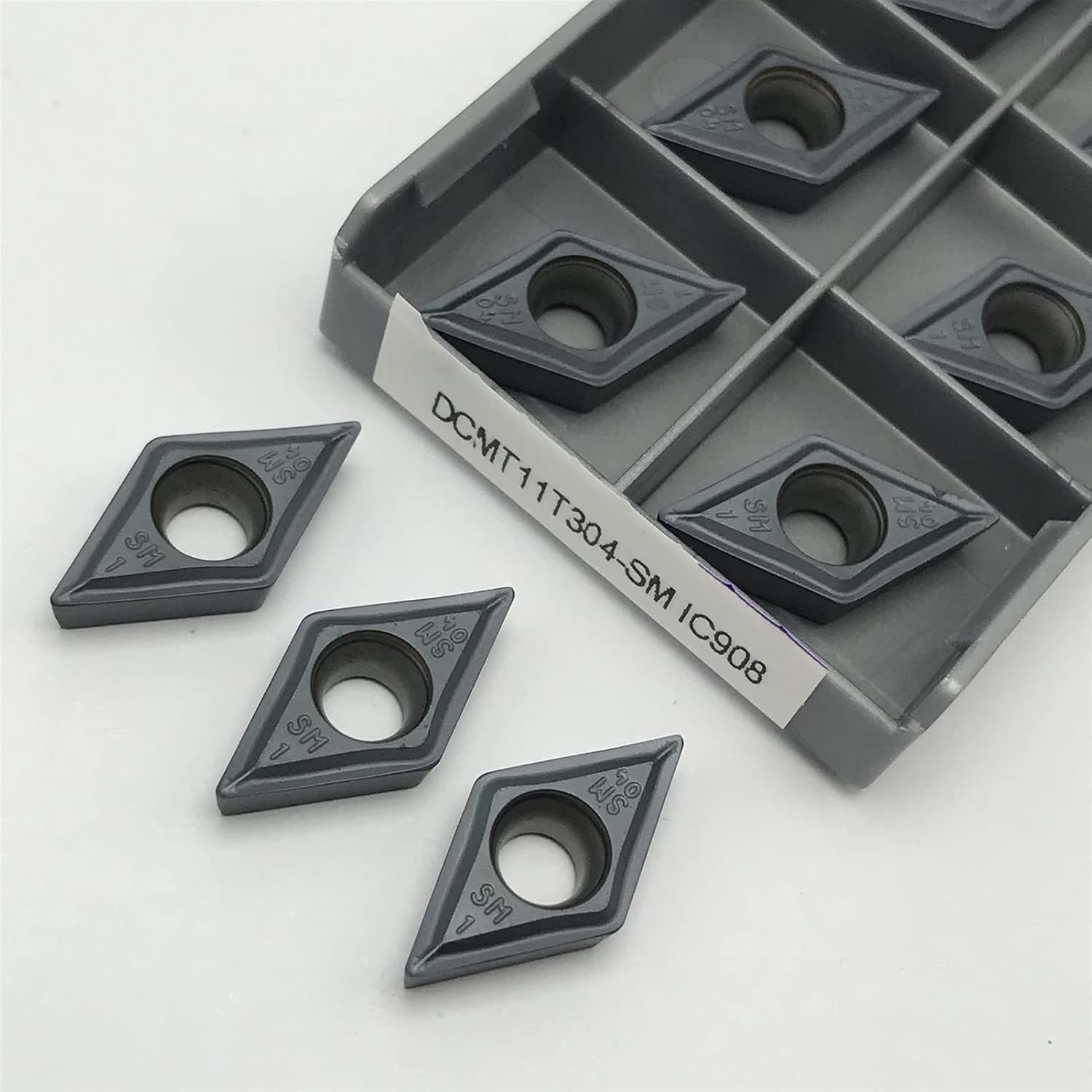 10PCS Carbide Inserts Internal Turning Tool Turning Insert CNC Lathe Cutting Tool (Angle : DCMT11T304 SM IC908)
