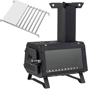 SPOTRAVEL Portable Wood Stove, Camping Burning Stove 28 x 20 x 37 cm