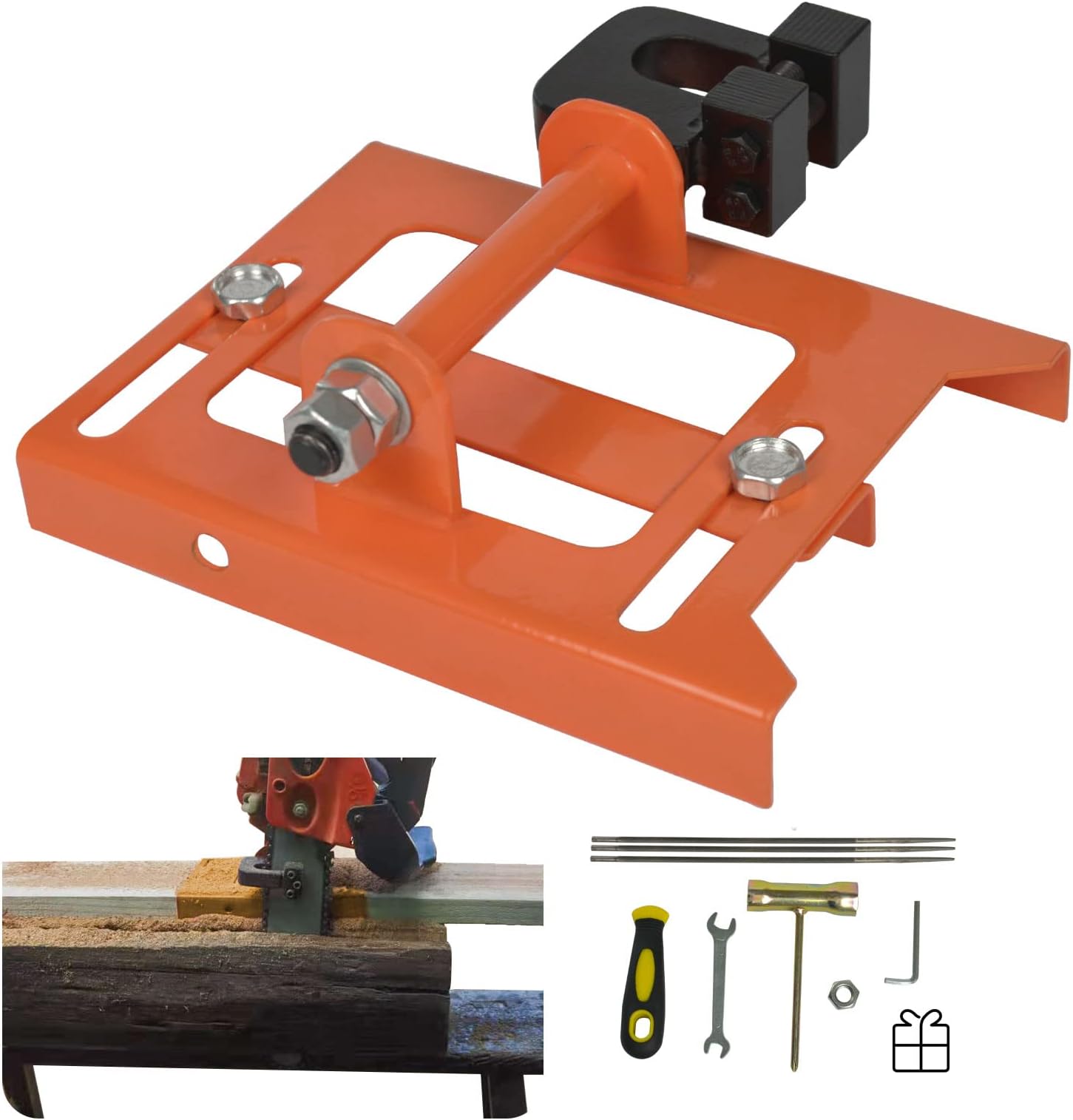SurmountWay Vertical Chainsaw Mill Lumber Cutting Guide for Portable Mini Sawmill Chainsaw Attachment Cut Guided Mill Wood for Builders and Woodworkers（Orange)