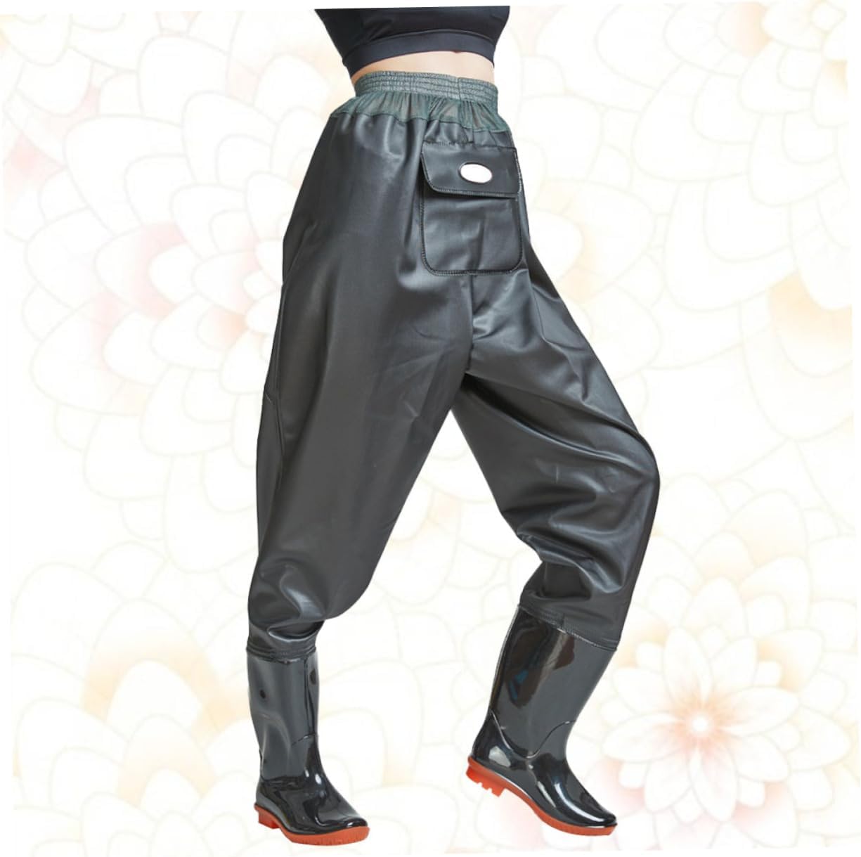 POPETPOP Camo Pants Breathable Pants Half Body Pockets for Outdoor Fishing Easy to Clean
