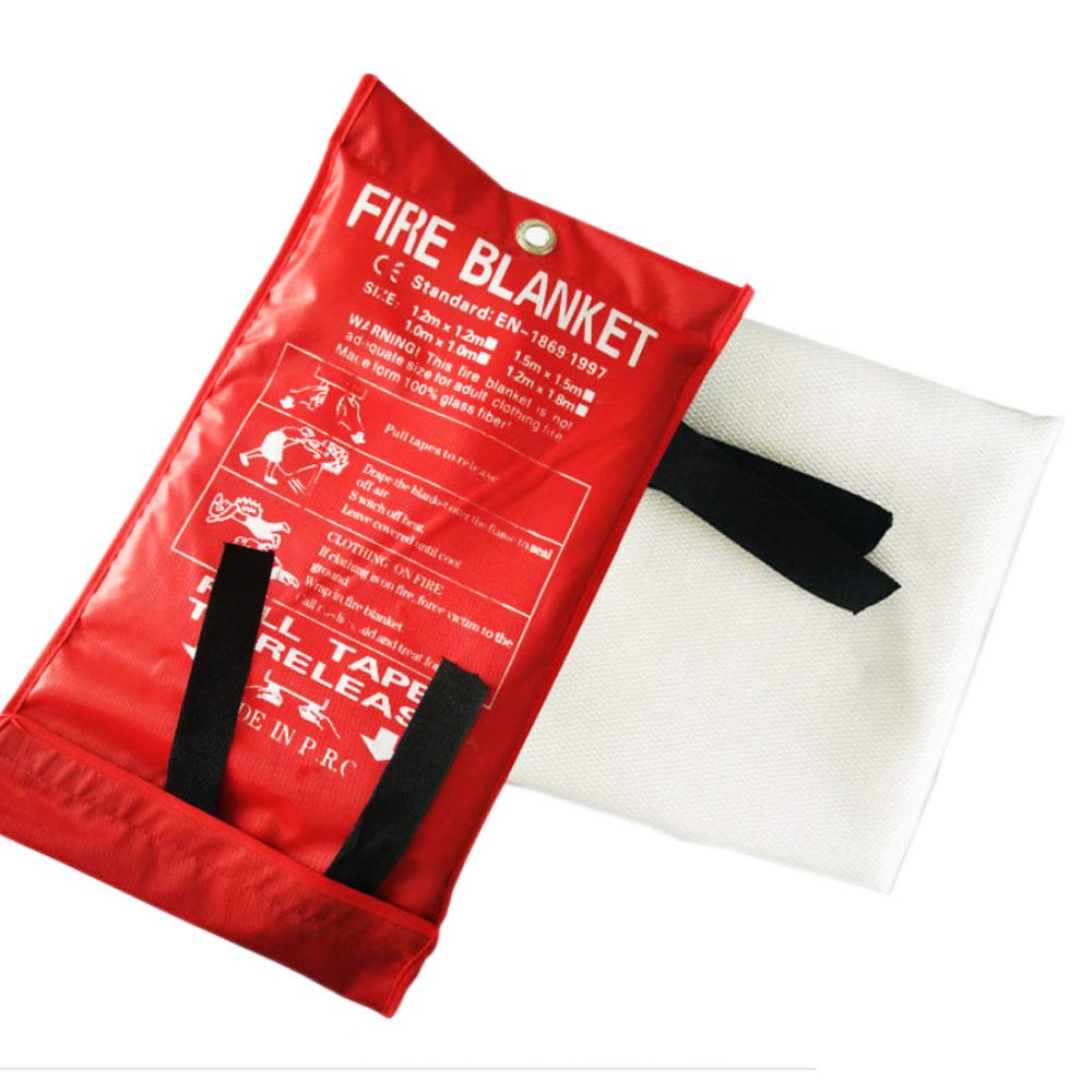 Manta de fuego para el hogar, de liberación rápida, gran manta de fuego montada en la pared, 100% tela de vidrio en la caja, ideal para uso en casa, oficina, cocina, uso de emergencia (1,8 x