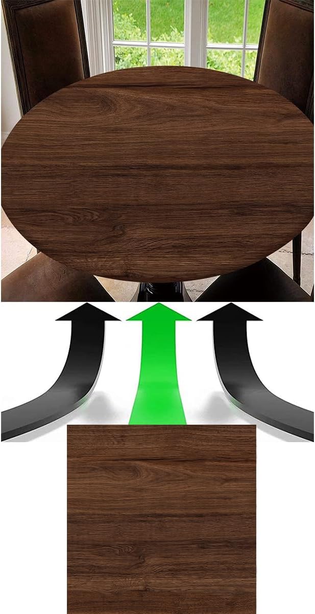 JCETUNO Round Fitted Tablecloth, Wooden Christmas Elastic Edge Vintage Table Cover for Indoor Outdoor Party Dinner Patio Decor, Tablecloth Size 64"(Fit for 52.2"-56.1" Table)