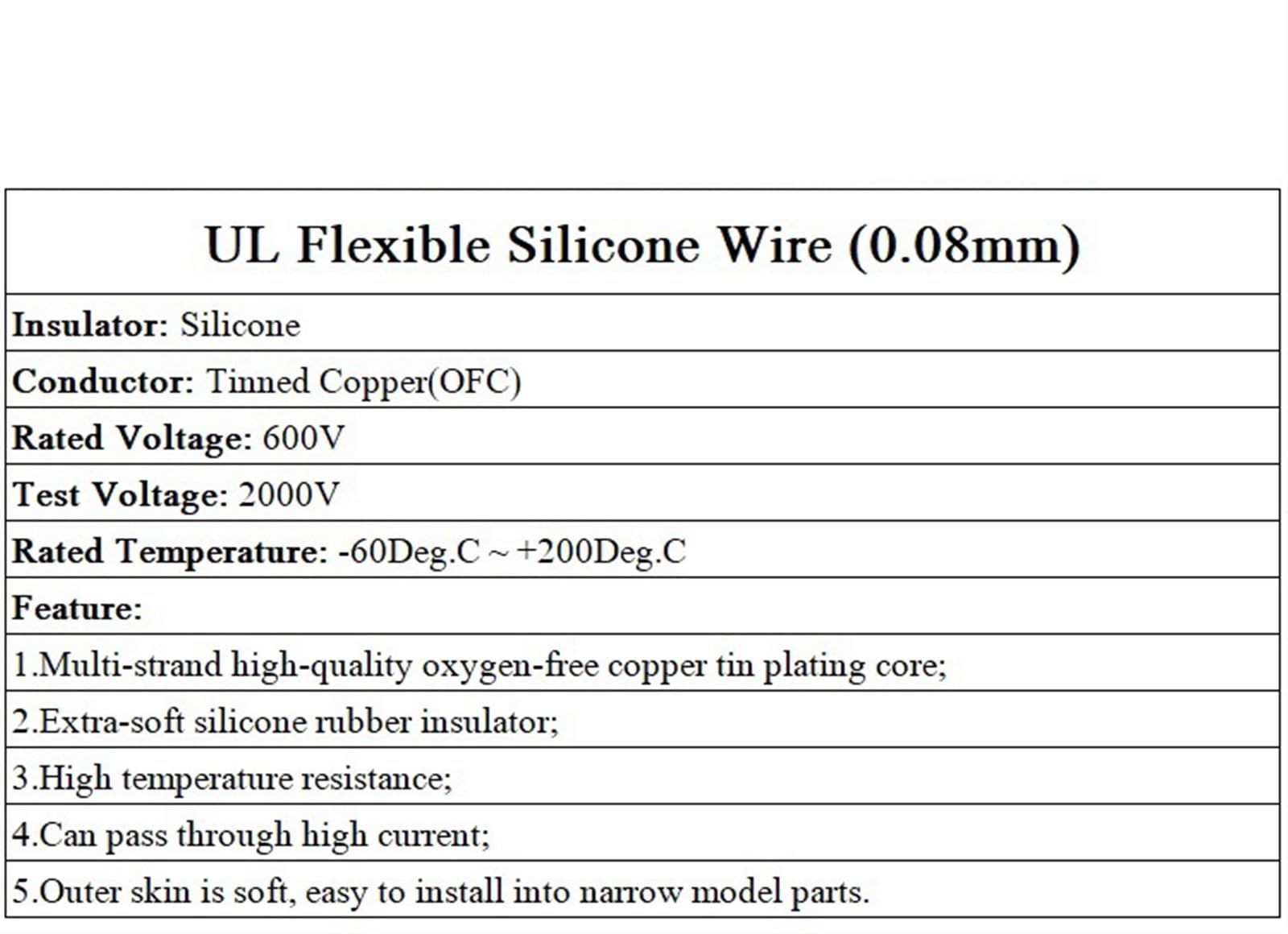 alambre eléctrico flexible, Cable calefactor de cobre flexible con aislamiento silicona, ultrasuave, 1 o 5 metros, calibre 30 AWG 10