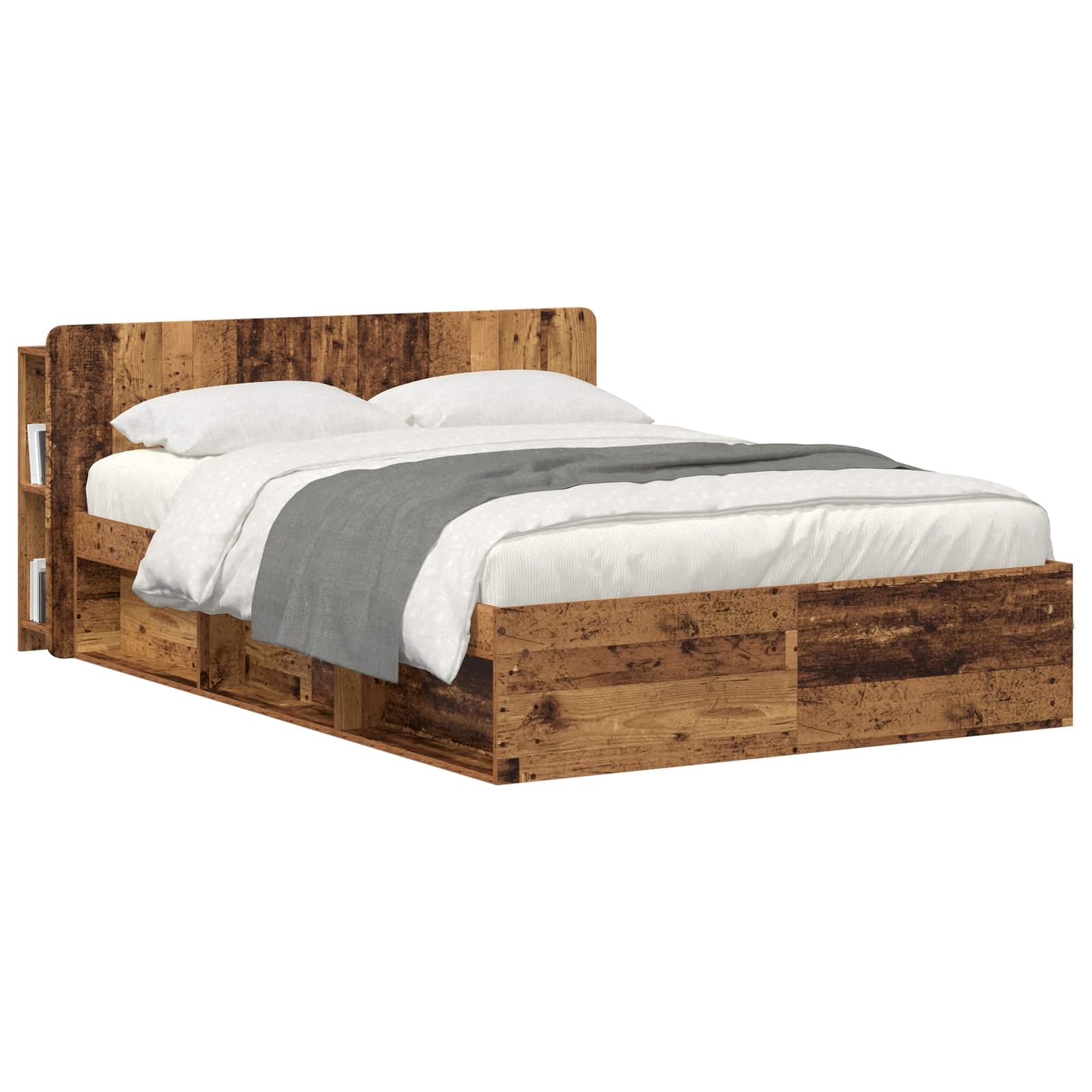 Armario cabecero con almacenamiento de madera recuperada para dormitorio, panel de pared versátil, diseño estable, grandes dimensiones, fácil montaje, adecuado para cama doble, dormitorio