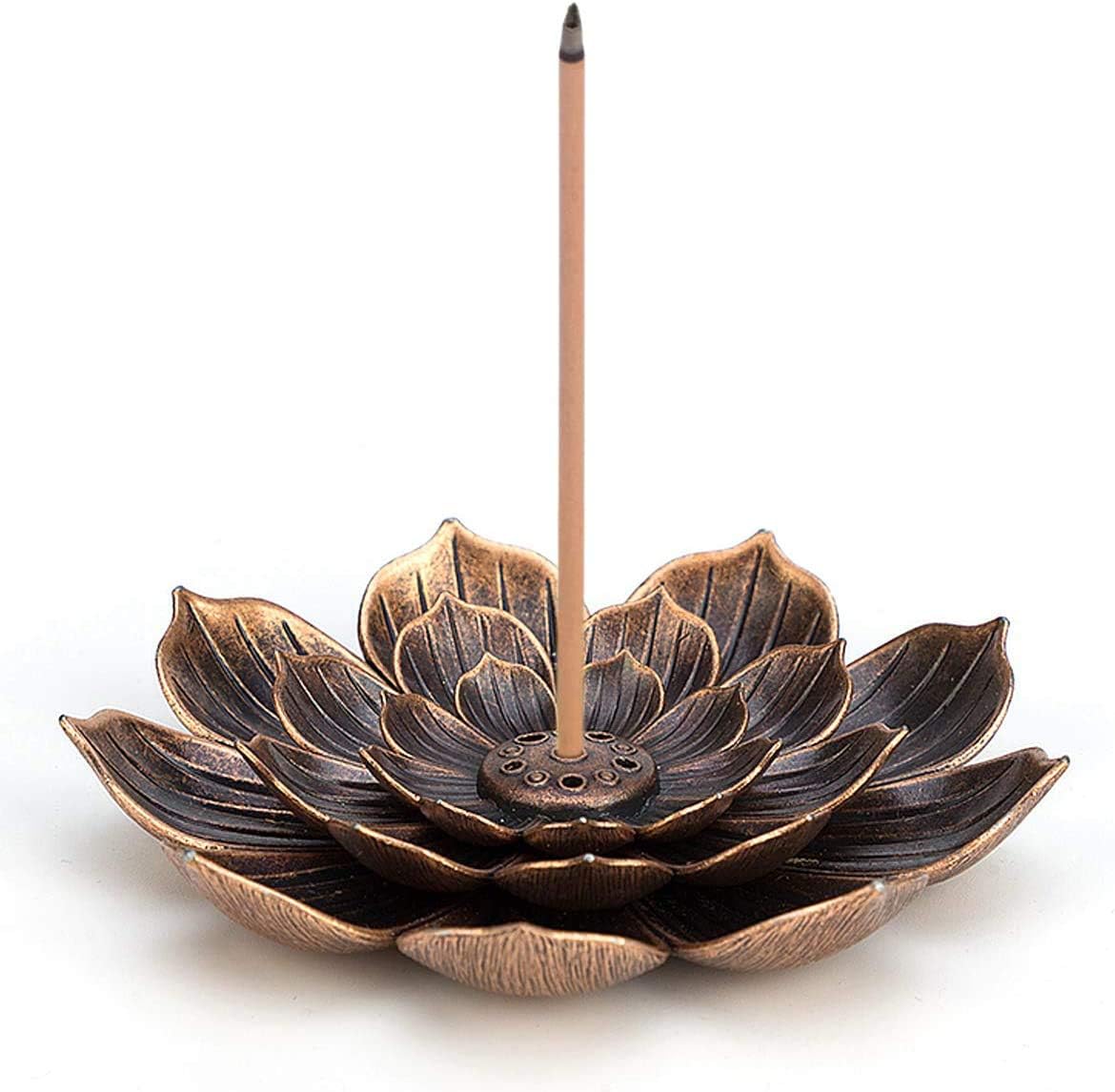 SYOSI Incense Burner Bowl, Ceramic Handicraft Incense Holder for Sticks, Coil Lotus Ash Catcher Tray 4.62 Inch Gray, Incense Burner Holder for Home Fragrance Accessories