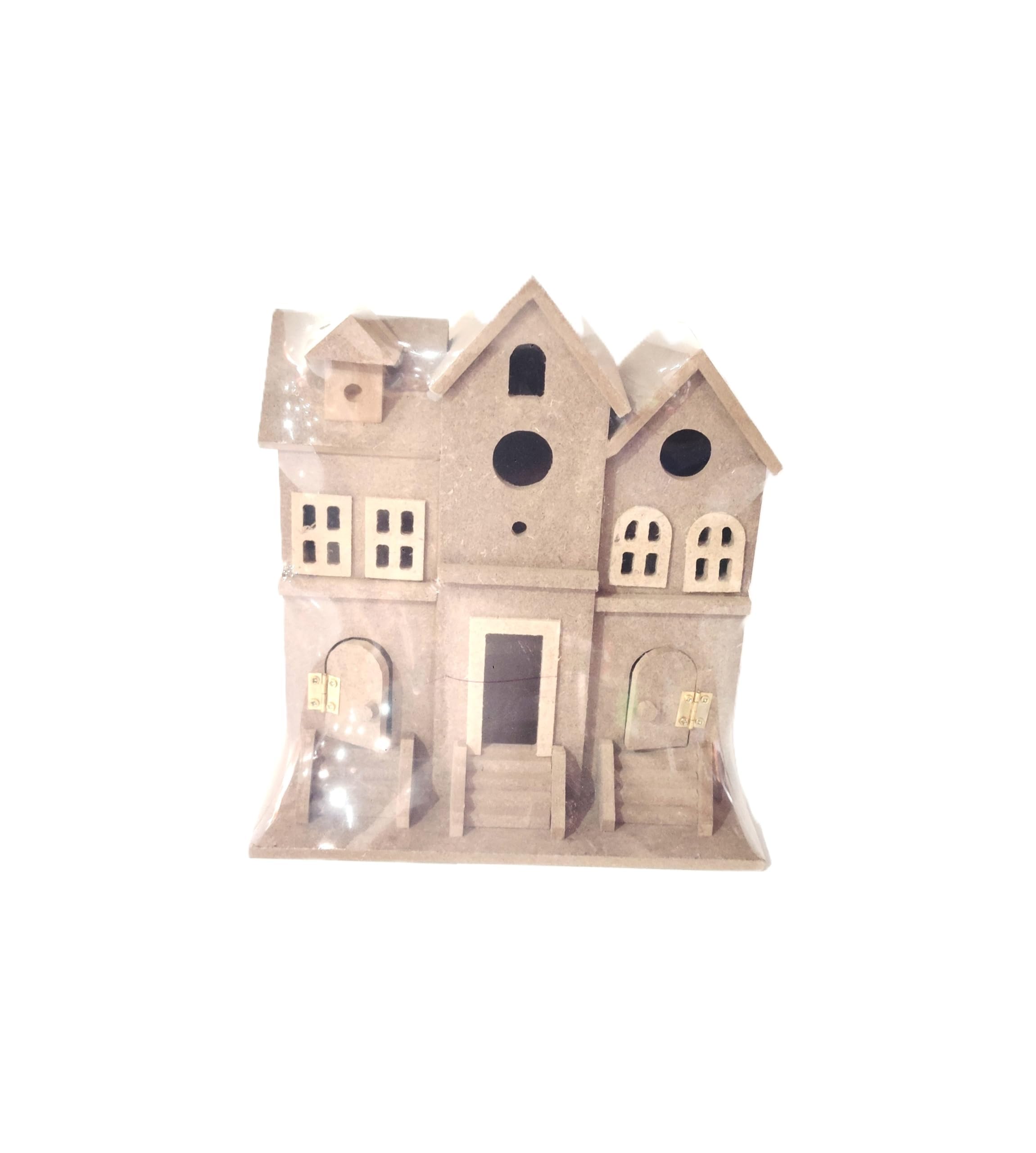 Itsy Bitsy MDF Townhouse 9.5 x 8.6 Inch 5.5mm Thick Wooden Craft House for Painting DIY Decorations Model Making-image-5