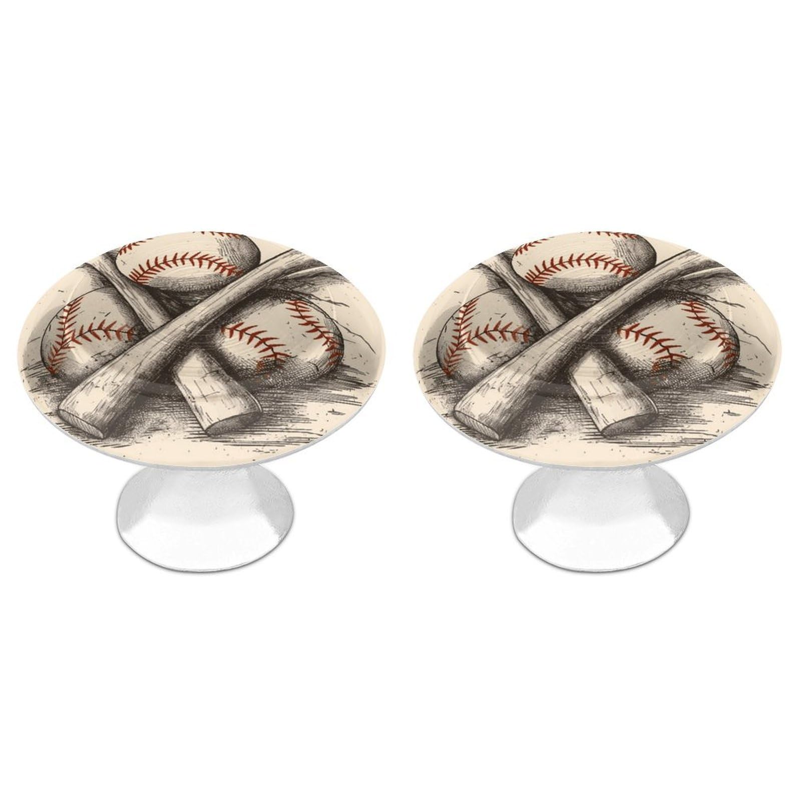 Btcowzrv Style Vintage Baseball Sketch Art 2 Pack Cabinet Knobs Drawer Pulls