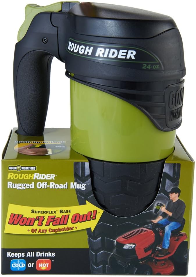 Good Vibrations 24 oz Tractor Drinking Mug - Double Wall Vacuum Insulated Mug - Spill Proof/Leak Free Tractor Mug BPA Free, Hot/Cold SuperFlex Base Forms Tight to Fits ANY Cup Holder