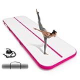 Inflatable Gymnastics Mat 10ft/ 13ft/ 16ft, 4 inches Thickness Gymnastic Mats with Electric Pump and Carry Bag for Kids Home Use Outdoor Training Yoga Cheerleading Gym Studio Backyard Park