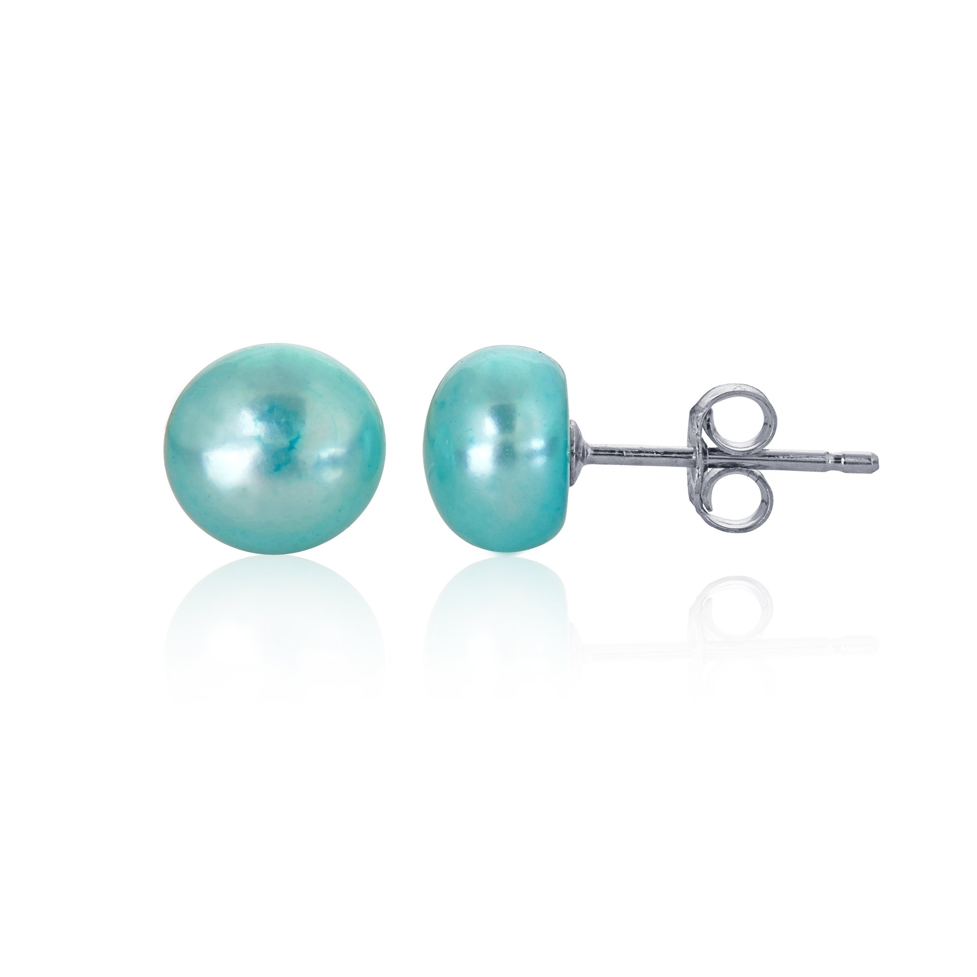 DECADENCESterling Silver Hypoallergenic Pearl Stud Earrings 925 Freshwater Cultured Button Pearl Studs For Women, 6mm-9mm