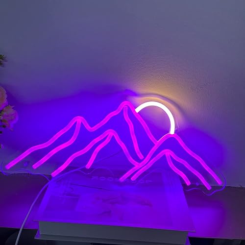 Miniatura 7 de Letrero de neón con diseño de montañas y puesta de sol, luces LED personalizadas, decoración de pared para el hogar, dormitorio, sala de juegos,