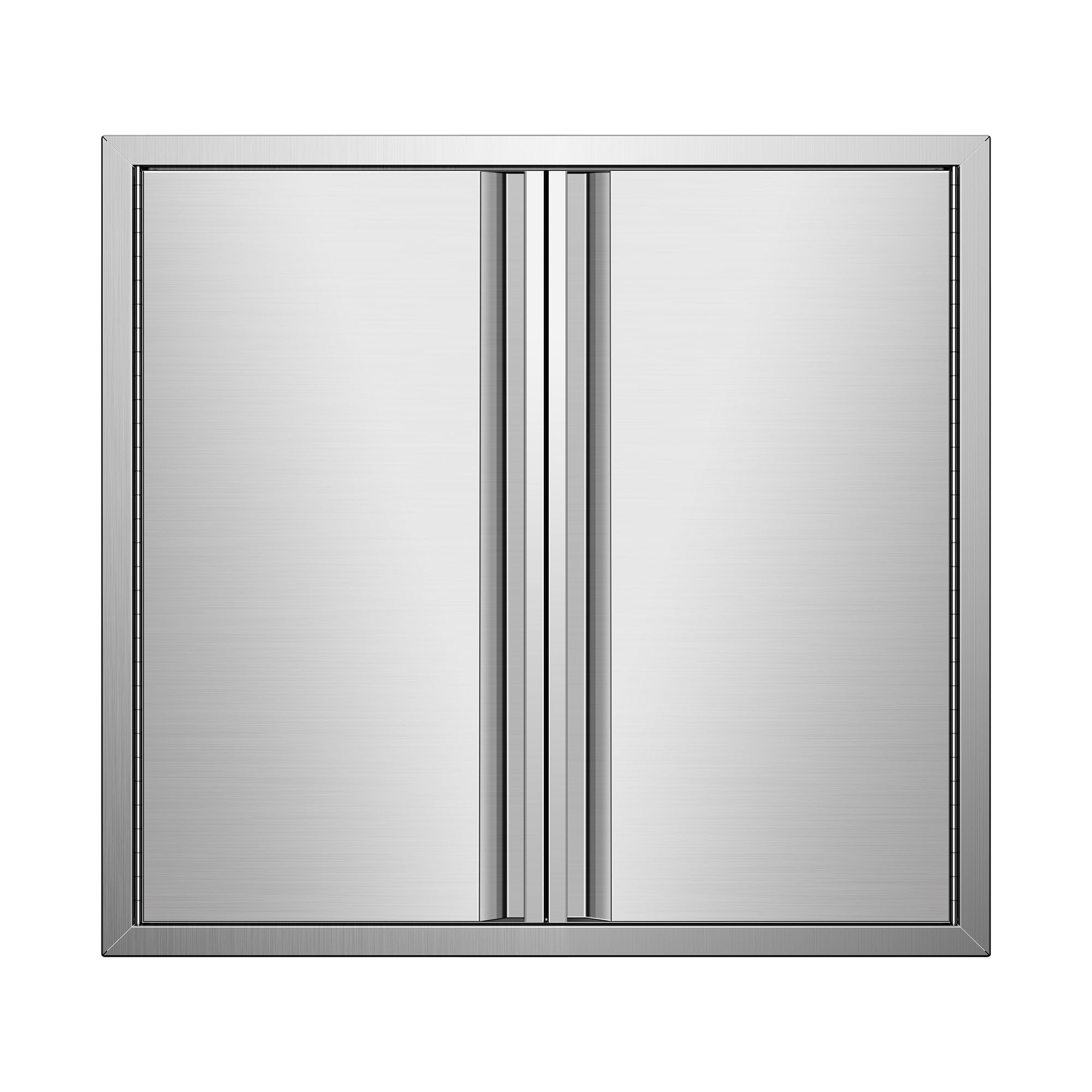 BBQ Access Double Doors, Flush Mount Stainless Steel Outdoor Kitchen Door with Recessed Handle for Outside Cabinets and BBQ Island (Vertical Recessed Handle, 26Wx24H)