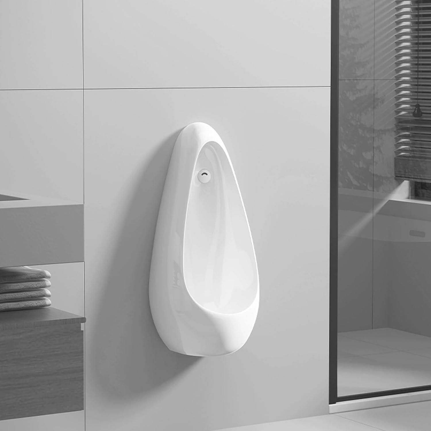 Wall-Mounted Men's Flushing Urinal, Ceramic Urinals, Induction Adult Urinal, Touchless Urinal Flushing Set,for Home, Hotel, Bar, Airport