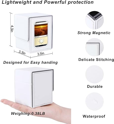 Miniatura 6 de AFIING MTG Deck Box for Commander Display, Fits 100 Double Sleeved Cards, Magic Commander TCG Card Storage Box with 2 Dividers, Drawstring Bag and 1