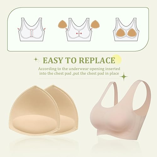 Miniatura 4 de URSMART Inserciones de almohadillas de brasier, inserciones de copas de sujetador, inserciones de brasier extraíbles transpirables para brasier