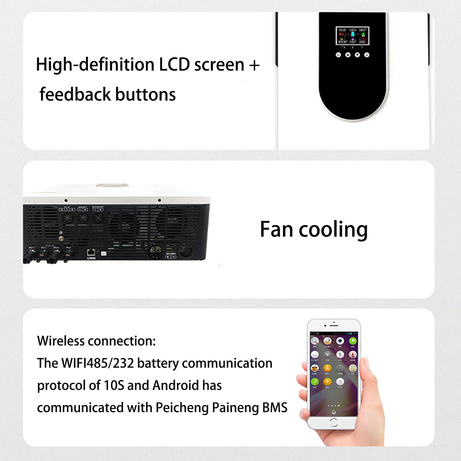 Inversor de Cargador híbrido Solar Integrado de 3000 W, inversor de Potencia de Onda sinusoidal Pura y Cargador Solar Integrado de 80 AMPPT para Autocaravana