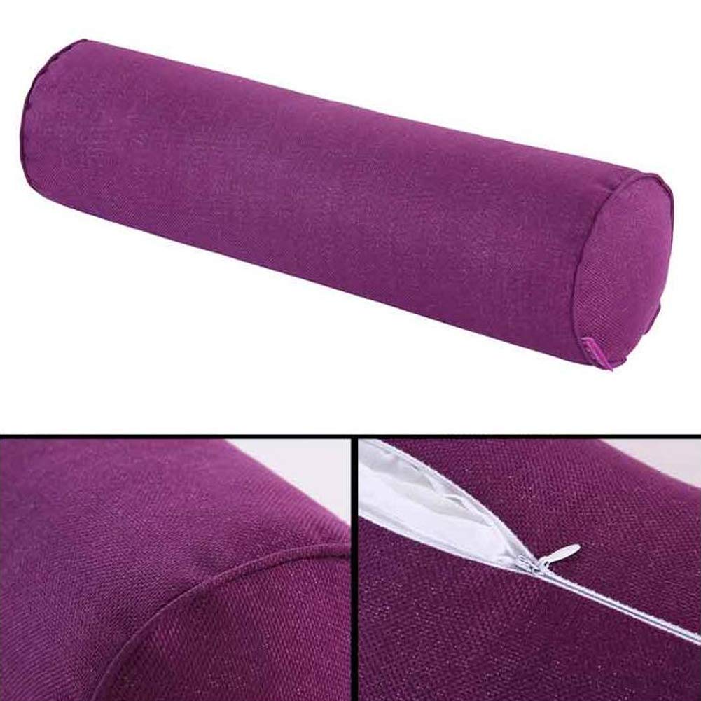 Aowufan Solid Color Round Neck Pillow Candy Pillow Long Leg Pad Foot Pillow Throw Pillow Cervical Pillow Cylindrical Sofa Cushion (Purple, 15.75