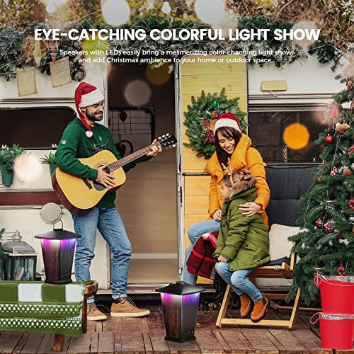 80W Outdoor Bluetooth Speaker Waterproof, True Wireless Stereo Sound With Punchy Bass, Multi-Connect Up To 100 Speakers, 4 Adjustable Modes Beat-Driven Lights, Party/Patio/Pool Side/Beach, 2 Pack #TOP7