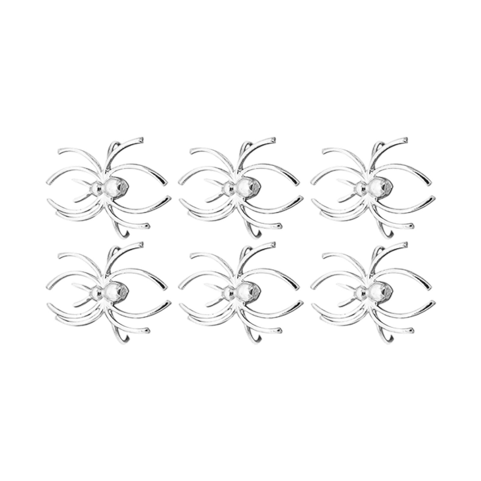 Of 6 Multipurpose Spiders Shaped Decorations Halloween Themed Napkin Rings Metal Home Table Accessories Decorative Spiders Rings