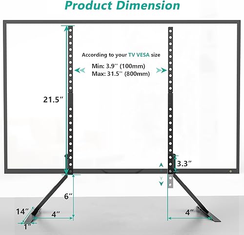 Miniatura 6 de Soporte de TV para mesa WALI apta para la mayoría de las TV con pantalla plana LCD de 22-65pulgadas VESA hasta 800 x 400mm TVS-001 negro