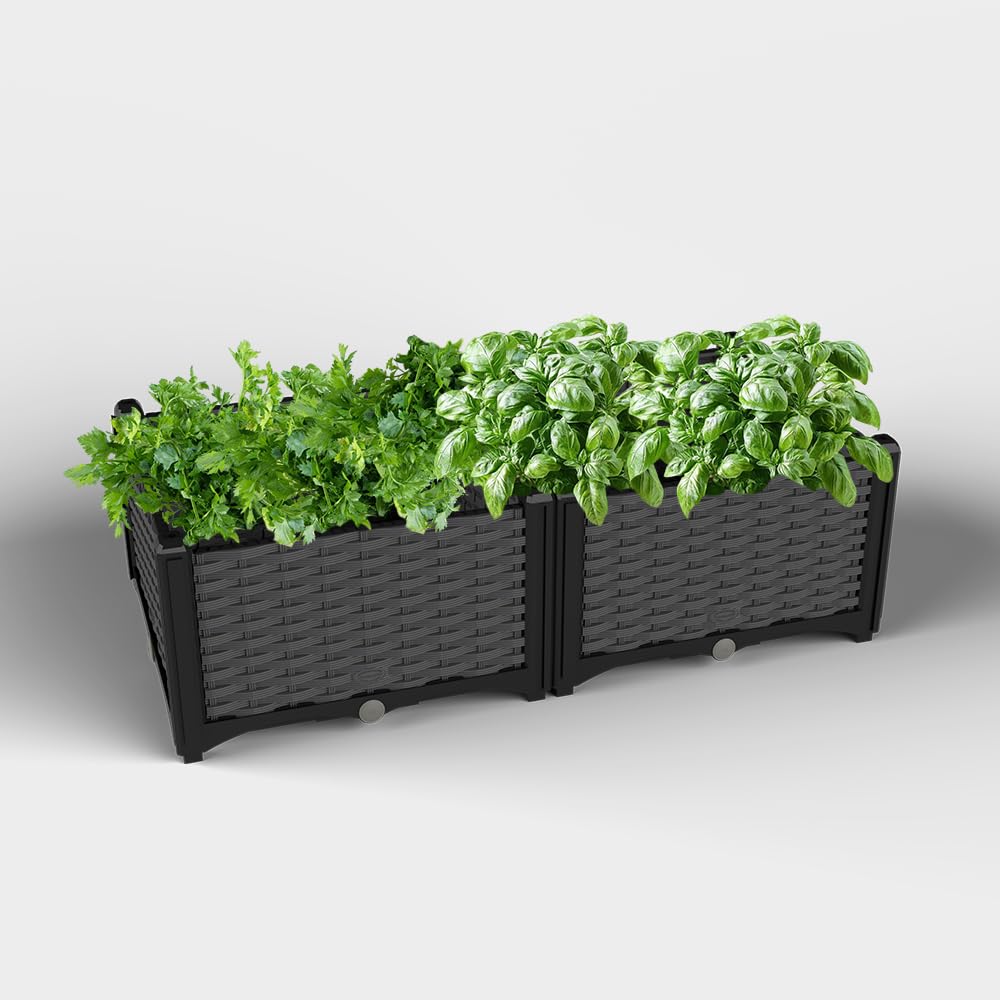 YUCCABE ITALIA Raised Garden Beds Indoor Outdoor Large Plastic Elevated Planter Boxes with Legs and Drainage Holes for Vegetables, Flowers, Herbs, Tomatoes Heat & Frost Resistant for Patio/Balcony-image-39