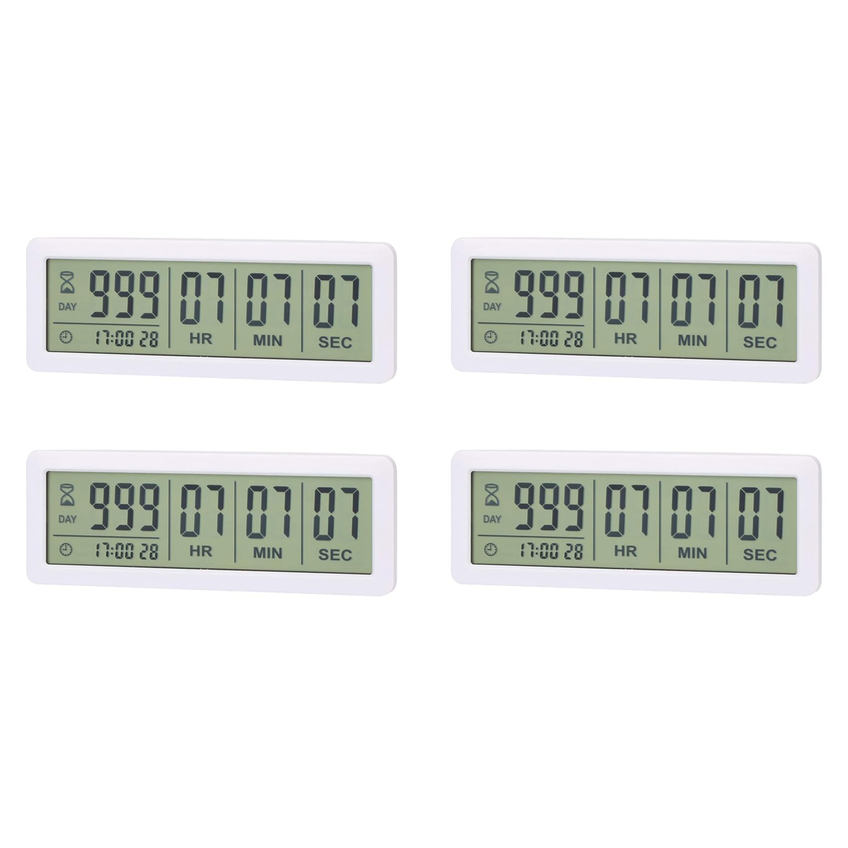 Hndhbfgrt 4X Big Digital Countdown Days Timer Clock - 999 Days Count Down Clock Timer for Graduation Lab Kitchen (White)