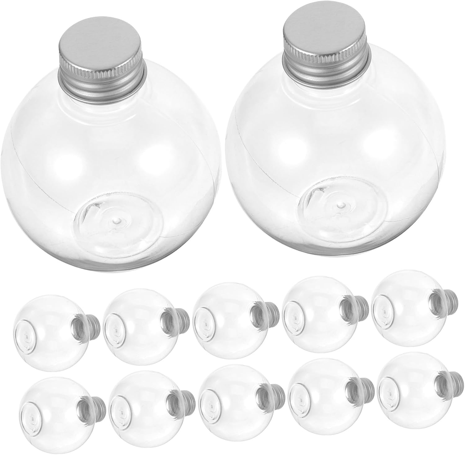 HEALLILY 25pcs 150ml Transparent Bulb Shaped Bottle Clear Ball Bottle Candy Jar Screw Cap Empty Fillable Ball Multipurpose Round Bulb Container (Random Lid Color) 8x8x8cm