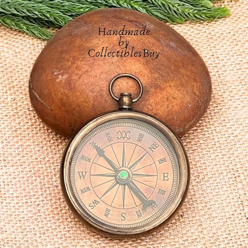 Brújula deportiva de latón antigua para senderismo y camping, instrumento náutico de navegación, tamaño de bolsillo, coleccionable miniatura 3