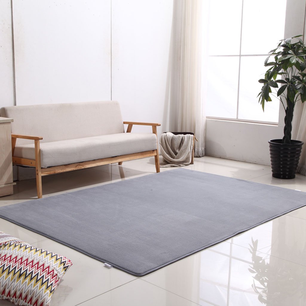 Tapis de chambre anti-glisse moderne gris argent 200x300cm pour villa