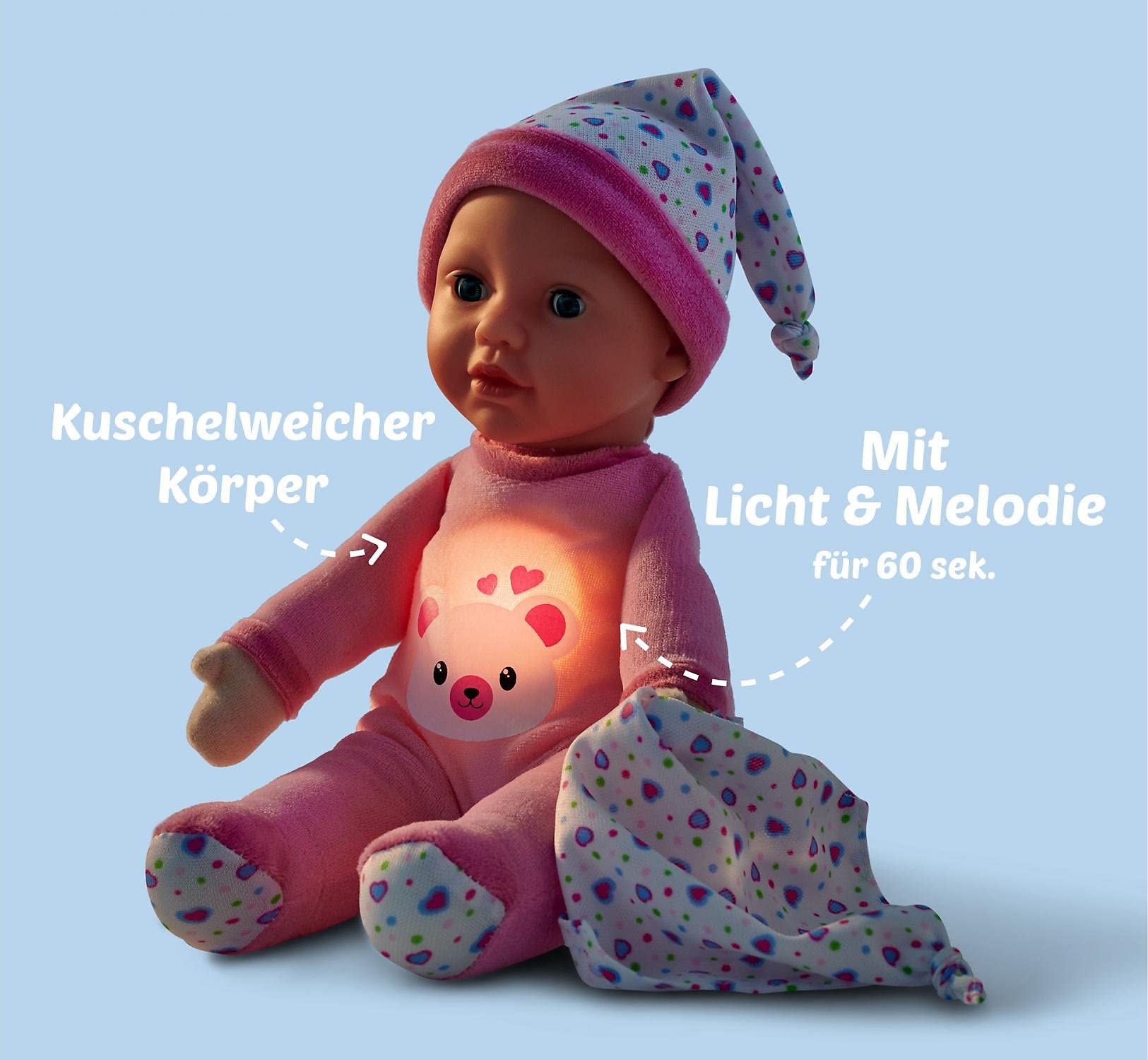 Simba Laura Night Light/Soft Body Doll with Light and Melody / 60 Seconds Running Time / 30 cm/for Children from 12 Months - Image 4