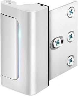 Home Security Door Lock, 2Pack Childproof Door Reinforcement Lock for Inward Swinging Door, Door Latch Device Add High Security to Prevent Home Unauthorized Entry (White-1pack)
