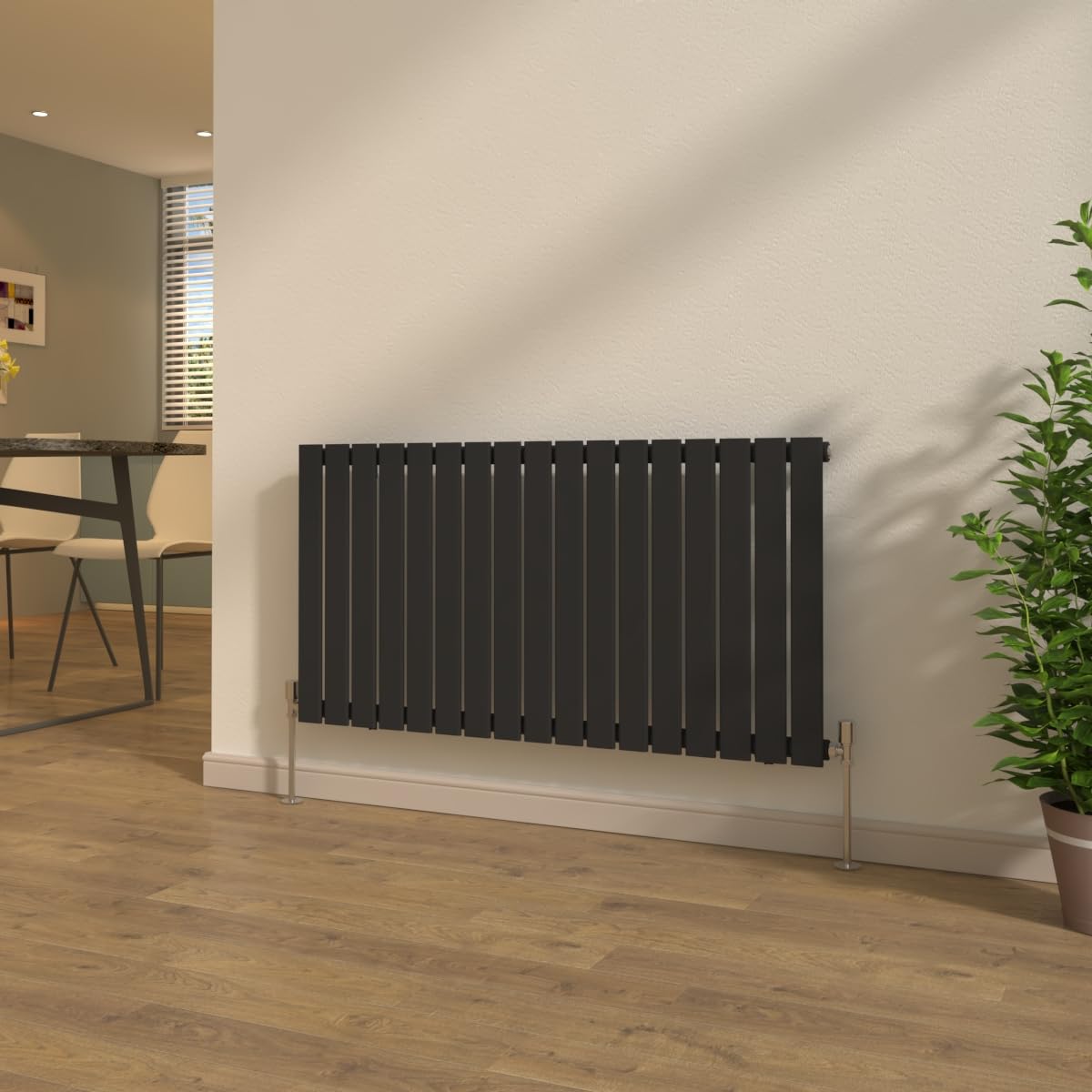 NRG Single Column 600x1156mm Designer Radiator Black Rads with Valves
