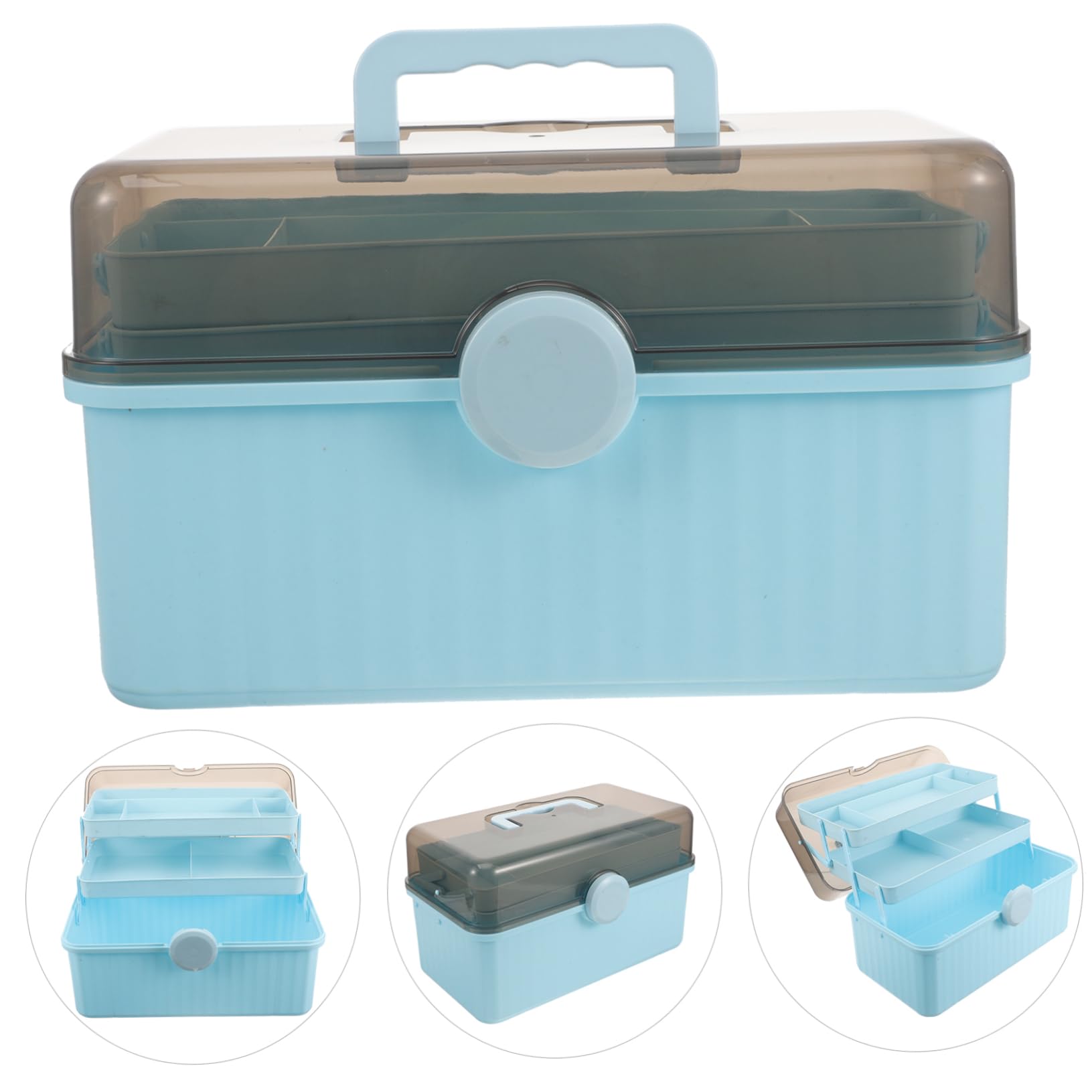 FRCOLOR Caja Botiquín de Medicamentos Multicapa Hogar Azul