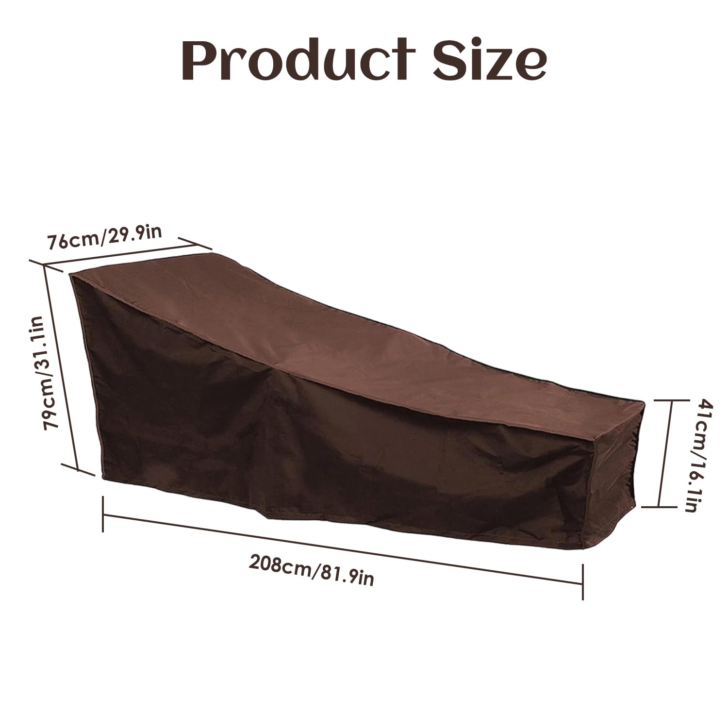Funda para Tumbona de Patio, Resistente al Agua, Resistente A Todo Tipo de Clima, Funda para Muebles de Patio, 82 x 30 x 16 Pulgadas (Café-2Pcs)