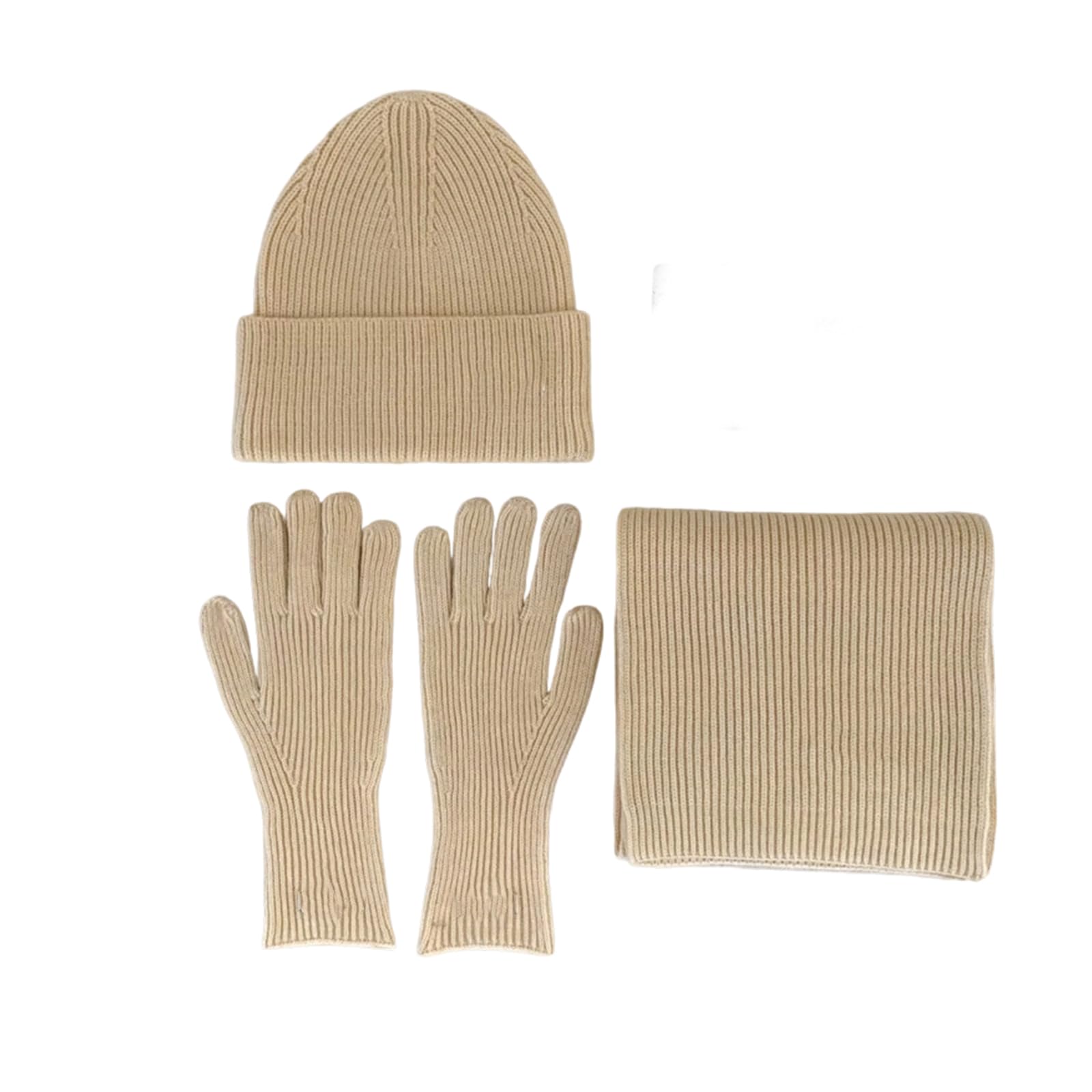 MICFENY Winter Warm Knit Hat Scarf And Gloves Set Acrylic Fibre Unisex Cold Weather Neckwear Handwear Set For Outdoor Activity
