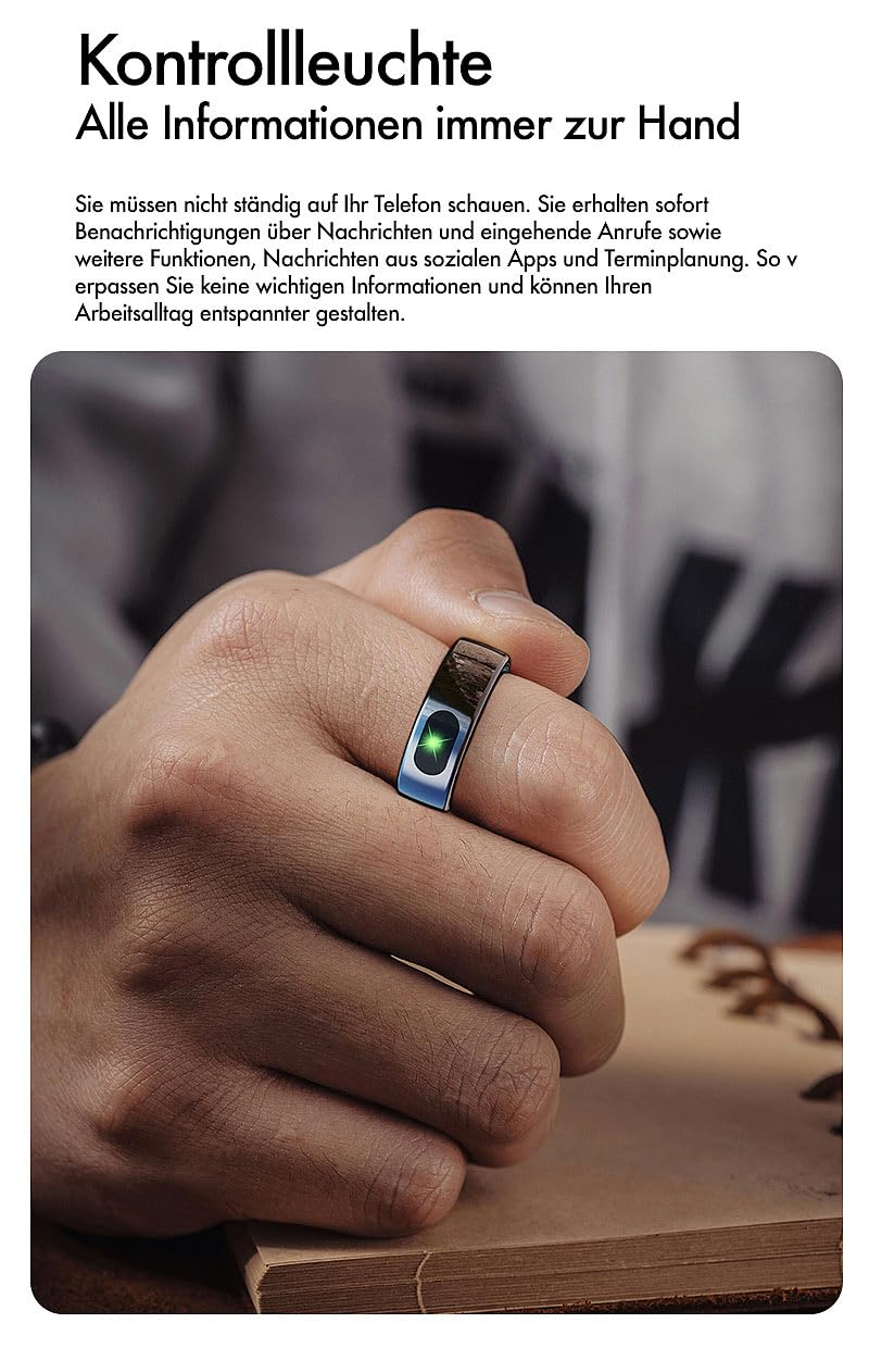 Newgen Medicals Schlaf-Fitness-Ring: Fitnesstracker-Ring, Touch-Bedienung, Herzfrequenz, SpO2, 5 ATM, Gr.57 (Smart mit Herzfrequenzmessung, Activity-Tracker, Akkus)
