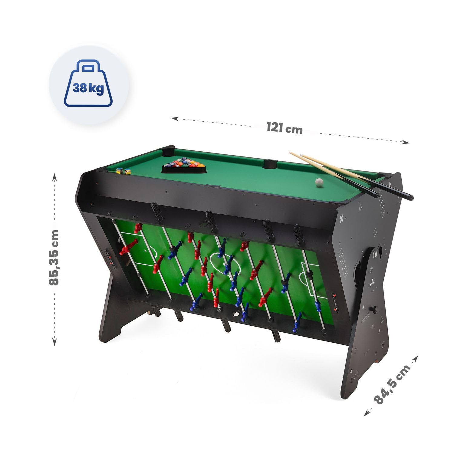 3in1 Spieltisch Kickertisch Tischbillard Airhockey 121x84x85 cm für Kinder und Erwachsene