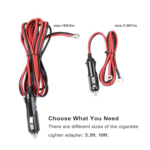 Miniatura 5 de Adaptador de encendedor de cigarrillos macho de alta resistencia, cable de cargador de alimentación de 3.3 pies con luz LED, cable de 16 AWG para