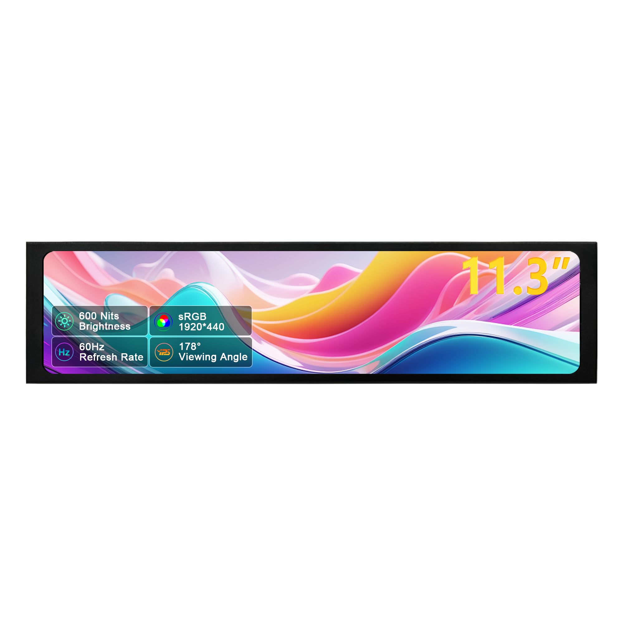 11.3 インチ小型モニター HD 1920x440 IPS LCDミニディスプレイ PC CPUデータモニター ミニ 横長 ホ スト用センサーパネルディスプレイ AIDA64用
