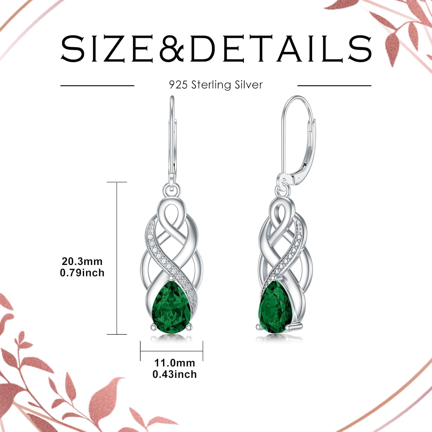 925 Sterling Silver Celtic Knot Good Luck Irish Dangle Drop Leverback Earrings with 12 Months Birthstone, Anniversary Jewelry Gifts for Women Her - Image 5