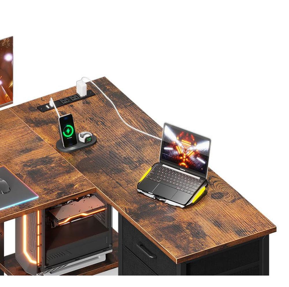 Amazon.com: AODK L Shaped Gaming Desk with 4 Drawers, 53