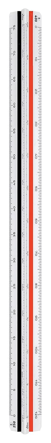 Aristo Triangular Scale (Reduction 1:100 :200 :250 :300 :400 :500 Plastic 30 cm Long) for Architects B White