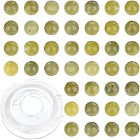 Vista 31 de 100 cuentas redondas sueltas de lava negra natural de 0.315 pulgadas para fabricación de joyas con cordón elástico de cristal