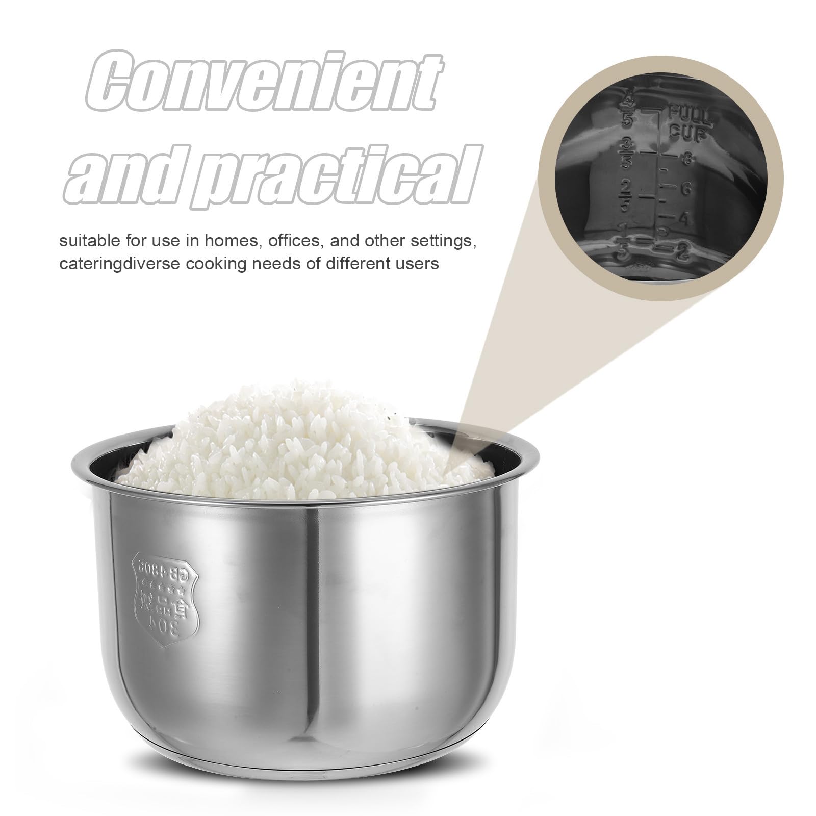 UKCOCO Inserto para Cocinar Arroz de Acero Inoxidable 4l Plata